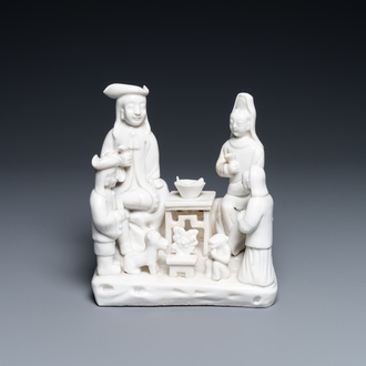 A Chinese Dehua blanc de Chine group of a Dutch family, Kangxi