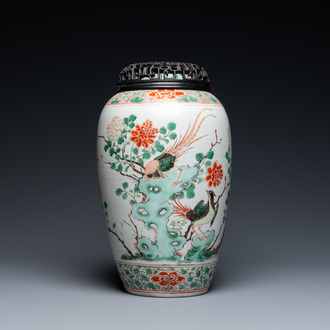 A Chinese famille verte 'pheasants' vase, Kangxi