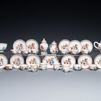 A rare Chinese 32-piece miniature tea service in blue, white and iron-red, Qianlong