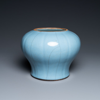 A Chinese monochrome lavender-blue vase, Qianlong