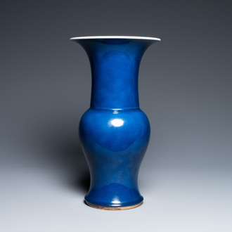 A Chinese monochrome blue 'yenyen' vase, Yongzheng/Qianlong