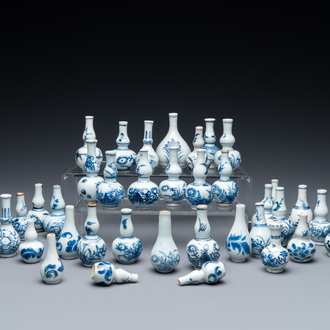Thirty-seven Chinese blue and white miniature vases, Kangxi