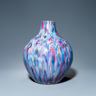 A Chinese flambé-glazed bottle vase, 19th C.