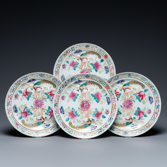 Four Chinese famille rose plates for the Straits or Peranakan market, 19th C.