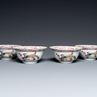 Quatre bols en porcelaine de Chine famille rose pour le marché Straits ou Peranakan, 19ème