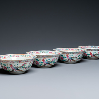 Four Chinese famille rose bowls for the Straits or Peranakan market, 19th C.