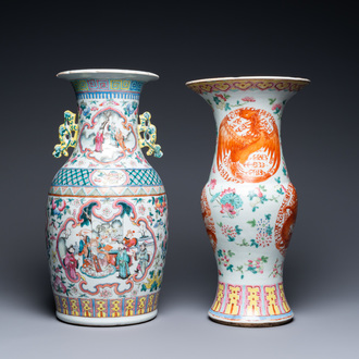 Two Chinese famille rose vases, 19th C.