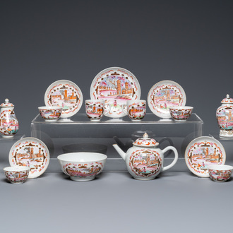 Een Chinees famille rose 15-delig 'Peter de Grote' theeservies, Qianlong