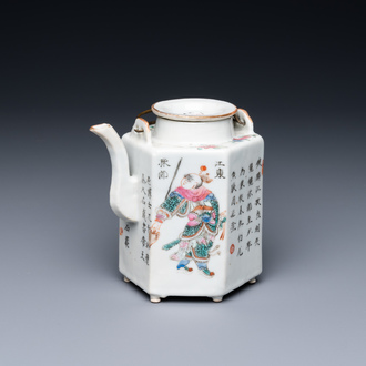 A Chinese famille rose 'Wu Shuang Pu' teapot and cover, 19th C.