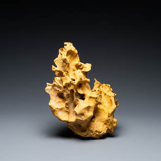 A Chinese yellow 'gongshi' scholar's rock, 19/20th C.