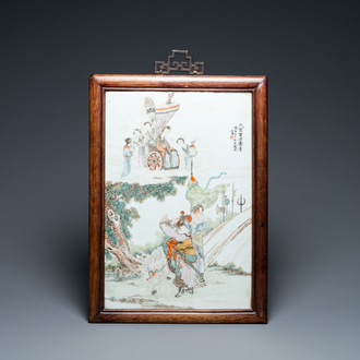 A Chinese rectangular qianjiang cai plaque, signed Qian An and dated 1905