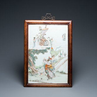 A Chinese rectangular qianjiang cai plaque, signed Qian An and dated 1905