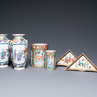 Six Chinese Canton famille rose wares, 19th C.