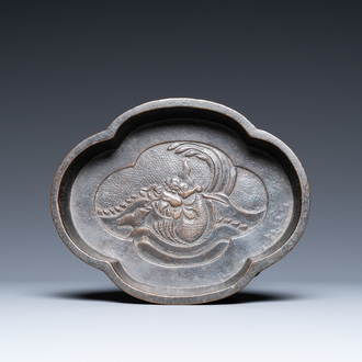 A Chinese bronze quadrifoil brushwasher, Kangxi