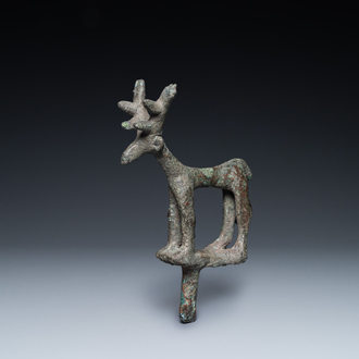 A Luristan bronze deer pin, Iran, 1st millenium BC