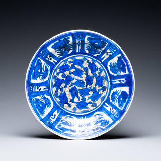 A blue and white Safavid 'Kubachi' dish with birds, probably Tabriz, Iran, 1st half 17th C.