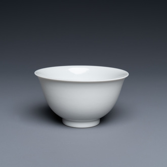 A fine Chinese monochrome white-glazed bowl, Yongzheng mark and of the period