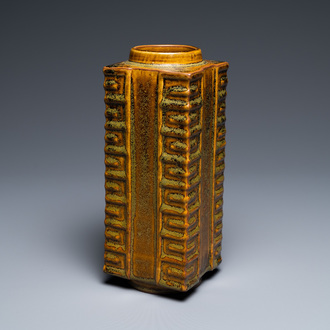 A Chinese imitation bronze-glazed 'cong' vase, Yongzheng/Qianlong