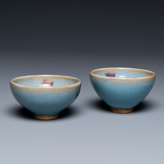 Two Chinese junyao Song-style bowls, probably Qing