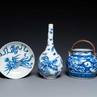 Three Chinese 'Bleu de Hue' porcelain wares for the Vietnamese market, 19th C.