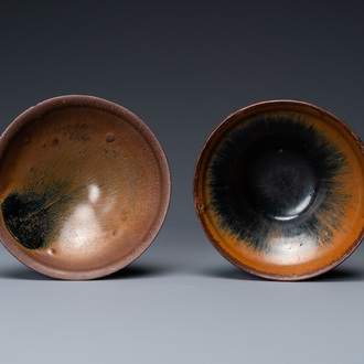 Two Chinese 'hare's fur' tea bowls, Song or later