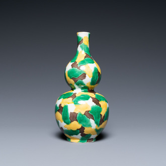 A Chinese sancai-glazed double gourd vase, Kangxi