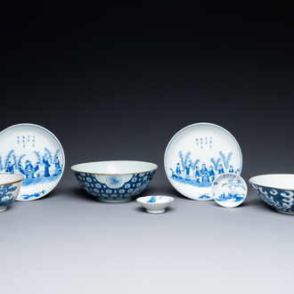 Seven Chinese 'Bleu de Hue' porcelain wares for the Vietnamese market, 19th C.