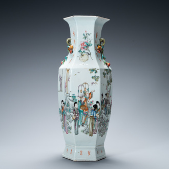 A Chinese hexagonal qianjiang cai vase signed Cai Yun Xuan and dated December 1916