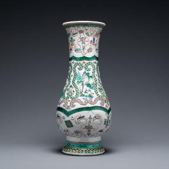 A large Chinese famille verte vase, Kangxi