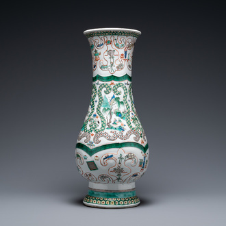 A large Chinese famille verte vase, Kangxi