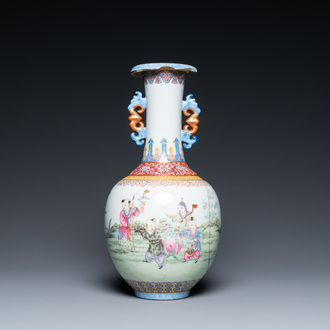 A Chinese famille rose 'playing boys' vase, Jiaqing mark, Republic