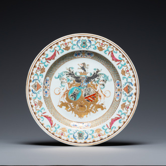 A Chinese armorial dish with the arms of 'Bistrate and Proli' for the Belgian market, Qianlong