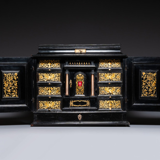 An ebony, ebonised and painted cabinet, Antwerp, 17th C.