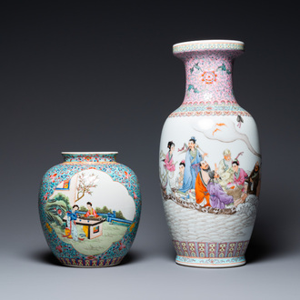Two Chinese famille rose vases, Qianlong marks, Republic