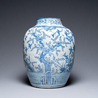 A large Chinese blue and white 'Three friends of winter' vase, Ming