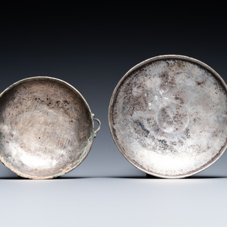 Two Roman or Byzantine silver-plated dishes, 4/9th C.