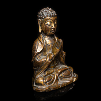 A Korean gilt bronze figure of Buddha, Goryeo, 12/13th C.