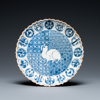 A Japanese blue and white 'hare' dish, Arita, Edo, early 18th C.