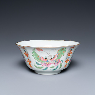 A Chinese famille rose 'butterfly' bowl, Chenghua mark, 19/20th C.