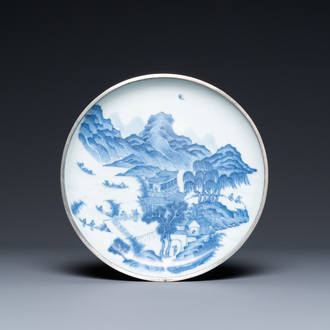 A Chinese 'Bleu de Hue' plate for the Vietnamese market, Nha Ngoc mark, 19th C.