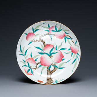 A Chinese famille rose 'nine peaches' dish, Guangxu mark and of the period