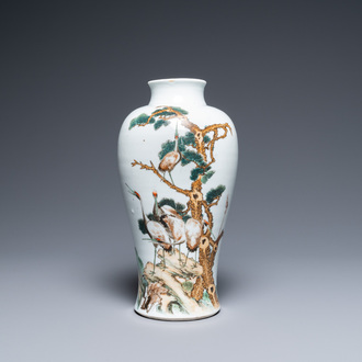 A Chinese qianjiang cai 'meiping' vase with cranes, Republic