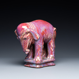 A Chinese flambé-glazed elephant, 19th C.
