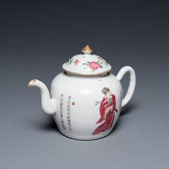 A Chinese famille rose 'Wu Shuang Pu' teapot and cover, 19/20th C.