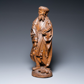 A carved oak Saint Roch, Workshop of the Master of Osnabrück, Westphalia, Germany, 1st quarter 16th C.