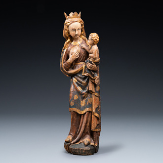 Een grote gepolychromeerde houten Madonna met Kind, Duitsland, 16e eeuw