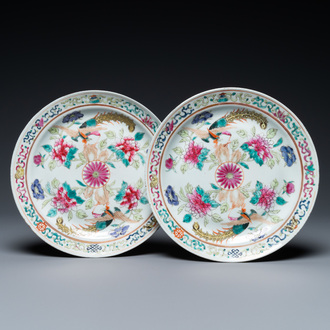 A pair of Chinese famille rose plates for the Straits or Peranakan market, 19th C.