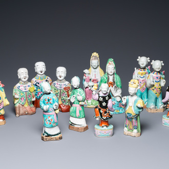 Thirteen various Chinese famille rose figures, Qianlong and later