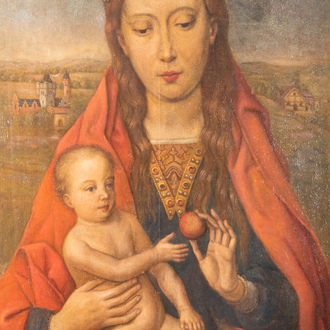 Vlaamse school, navolger van Hans Memling (1430-1494): Madonna met Kind, olie op paneel, 19e eeuw