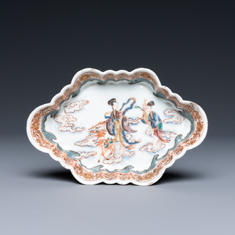 A fine Chinese famille rose spoon tray with the immortal Magu, Yongzheng